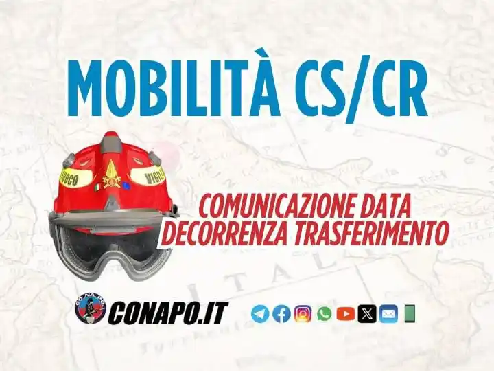 Image from CONAPO Sindacato Autonomo Vigili Fuoco: 🧳 Mobilità ricognitiva adomanda del personale appartenente al ruolo d...