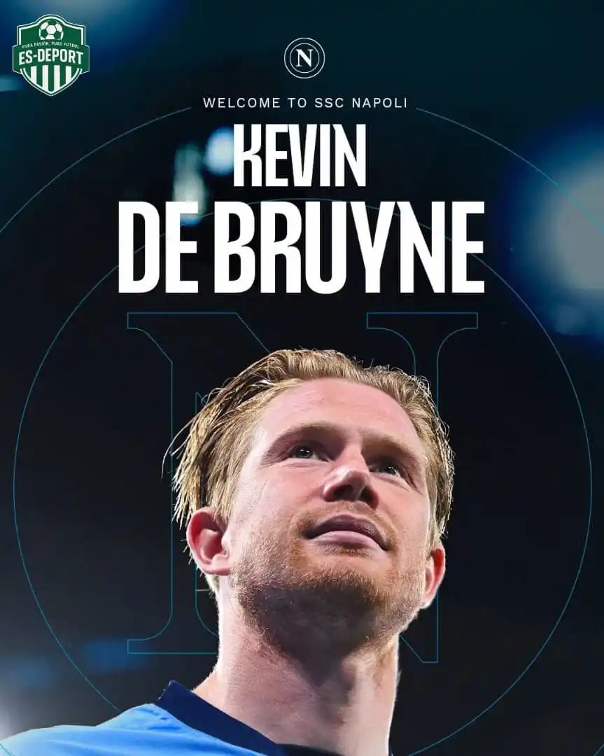 Image from ES-DEPORT ⚽👑: 🚨✅ OFICIAL 🇧🇪 Kevin De Bruyne es nuevo jugador del Nápoles. 🔝 ...
