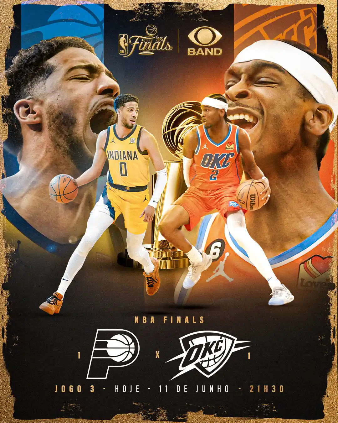 Image from Band.com.br: *🏀 Pacers x Thunder pela NBA Finals na Band ! 🔥* Indiana Pacers e O...