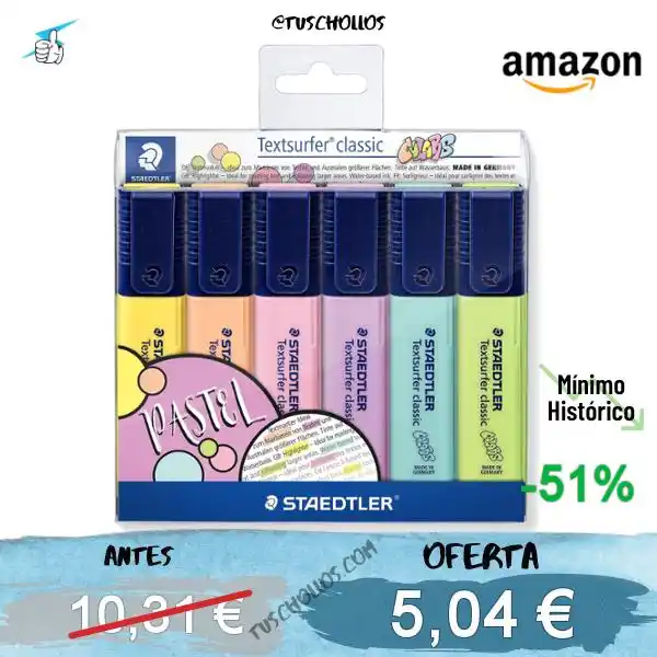 Image from Tuschollos - Ofertas, Chollos Y Gangas Todos Los Días De Amazon, Miravia Y Aliexpress!!!: *👌🏼✏️PACK 6 ROTULADORES STAEDTLER EN OFERTA!* <a class="text-blue-50...