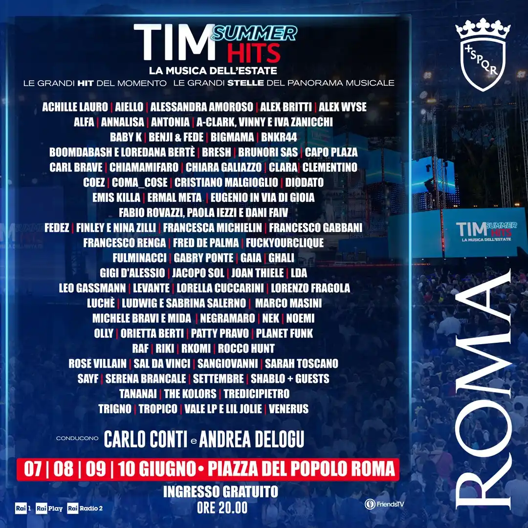 Image from Roma Capitale: 🎵🎸 *Piazza del Popolo, tra il 7 e il 10 giugno il Tim Summer Hits: l...