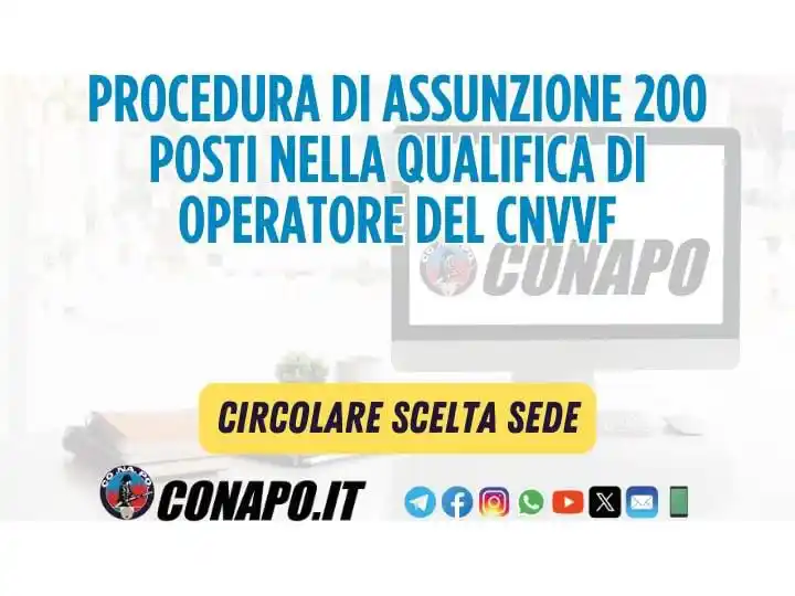 Image from CONAPO Sindacato Autonomo Vigili Fuoco: Procedura di assunzione di n. 200 unità nella qualifica di operatore n...
