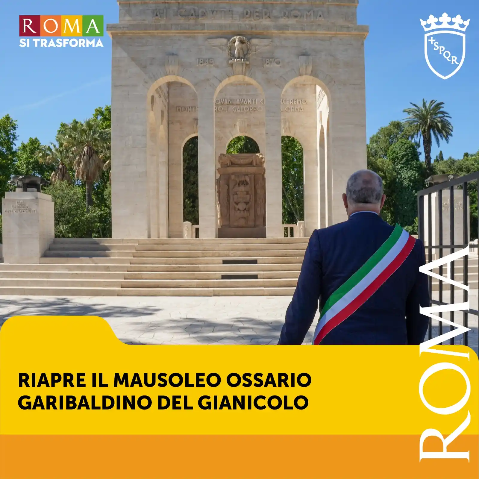 Image from Roma Capitale: 📣🏛️ *Riapre il Mausoleo Ossario Garibaldino del Gianicolo* ✳️ *Dopo...