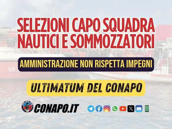 Image from CONAPO Sindacato Autonomo Vigili Fuoco: 👨🚒 Selezioni Capo Squadra nautici e sommozzatori Amministrazione ...