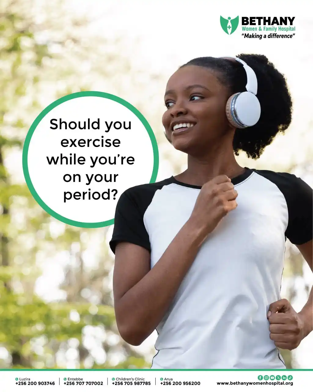 Image from Bethany Women & Family Hospital: Should you exercise while you’re on your period? 🤔 The short answer:...
