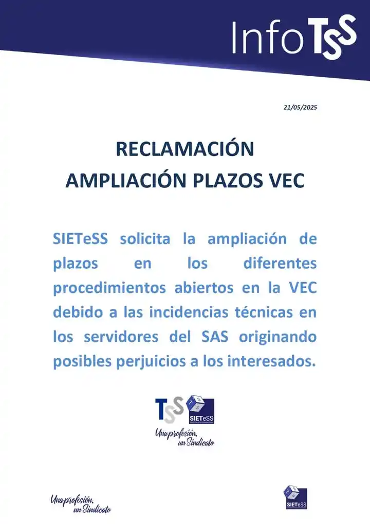 Image from Técnicos Superiores Sanitarios: SIETeSS solicita la ampliación de plazos en los diferentes procedimien...