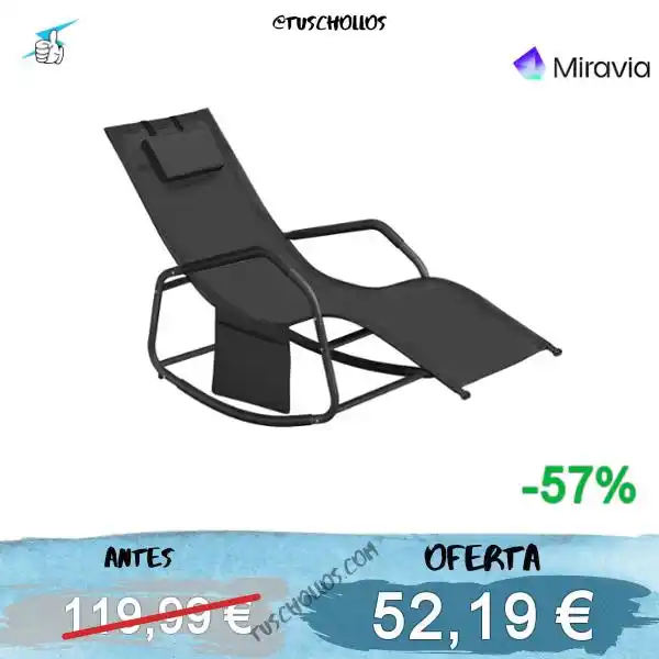 Image from Tuschollos - Ofertas, Chollos Y Gangas Todos Los Días De Amazon, Miravia Y Aliexpress!!!: *💸💲SILLA TUMBONA SONGMICS EN DESCUENTO!* #, 🔊 () SONGMICS Mecedor...