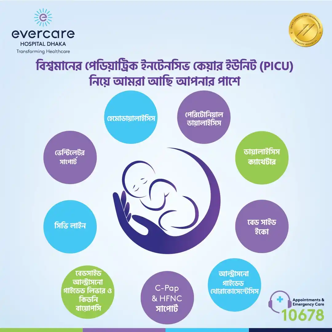 Image from Evercare Hospital Dhaka: শিশু স্বাস্থ্যসেবায় বিশ্বমানের পেডিয়াট্রিক ইনটেনসিভ কেয়ার ইউনিট (PICU)...