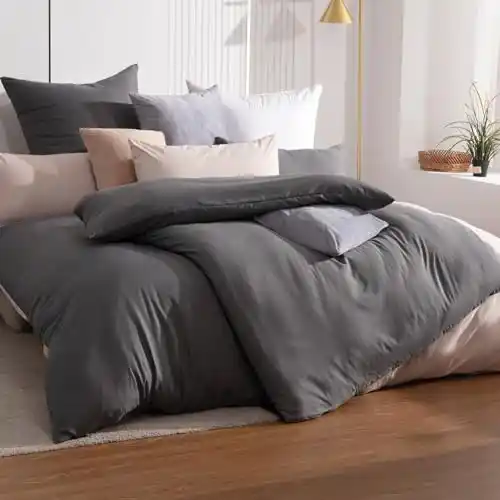Image from Pirate Deals Angebote | Preisfehler, Schnäppchen, Rabatte & Freebies: Soifox 135x200 4teilig Anthrazit bettwäsche Sets aus Mikrofaser bügelf...
