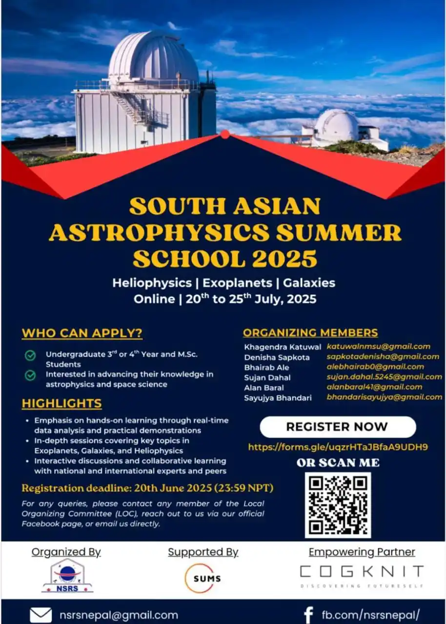 Image from Physics Aspirants: South Asian Astrophysics Summer School 2025 Registration link: https:...