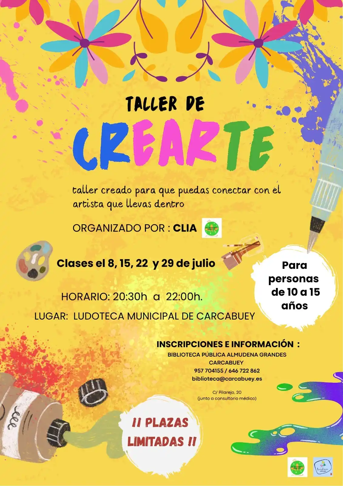Image from Servicio de Información Municipal de Carcabuey : _*Taller de Crearte | Despierta al artista que llevas dentro.*_ *🎨 <a...