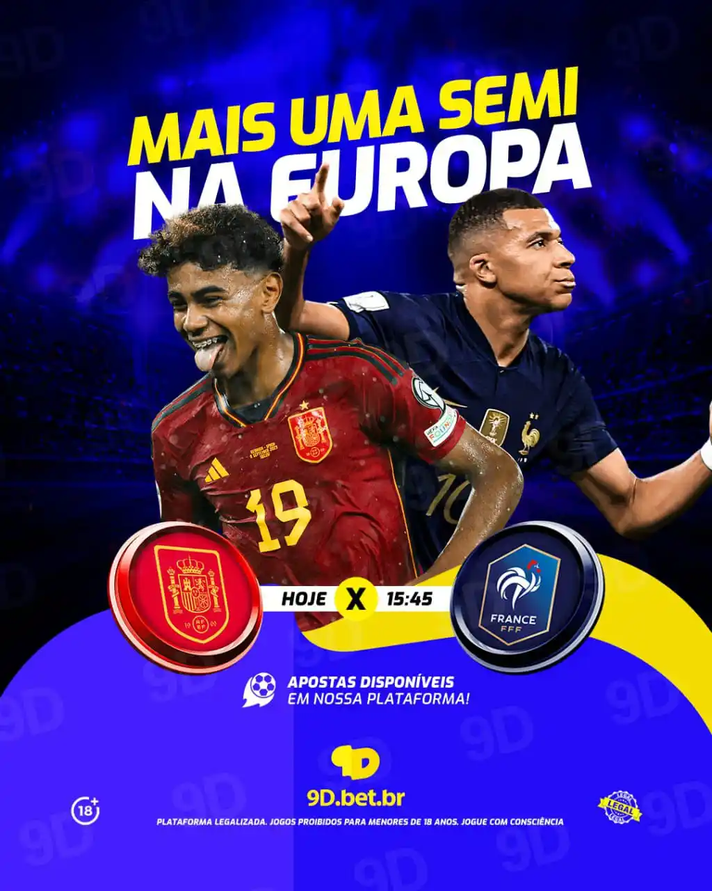 Image from 9D.BET.BR: ⚽️ VAMOS DE FUTEBOL COM ESSA SEMI FINAL ENOCIONANTE NA EUROPA! DÊ O S...