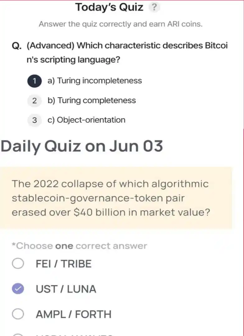 Image from ๐๐๐๐ก ๐
๐ค๐ฎ ๐พ๐๐๐ฃ๐ฃ๐๐ก๐ป๐ฑ๐ฐLearn&Earn With Joy: Xenea And Arichain Quiz Answer For Jun 3 Ari : A Xenea : B Retweet ...