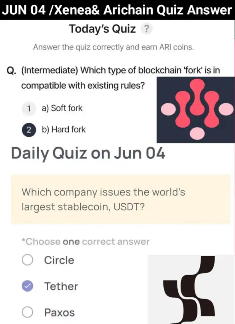Image from ๐๐๐๐ก ๐
๐ค๐ฎ ๐พ๐๐๐ฃ๐ฃ๐๐ก๐ป๐ฑ๐ฐLearn&Earn With Joy: Xenea And Arichain Quiz Answer Jun 4 Ari : B Xenea : B Retweet For U...