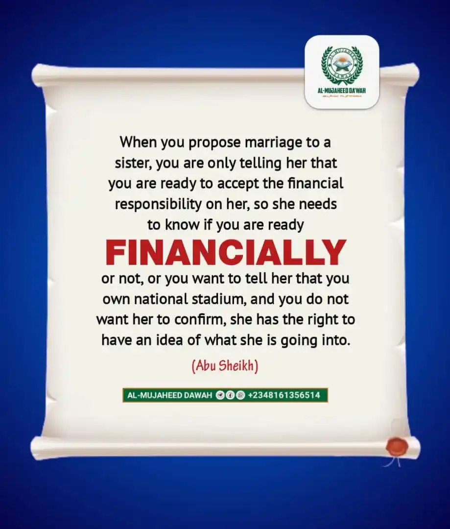 Image from AL-MUJAHEED DA'WAH 🌎: Any time they talk about the financial responsibilities of the man in ...