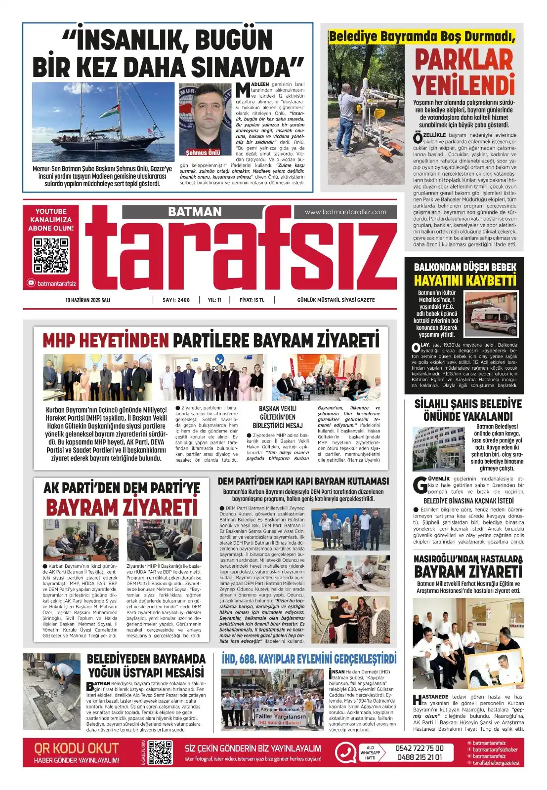 Image from Batman Tarafsız Haber Gazetesi: BATMAN TARAFSIZ HABER GAZETESİ 10 HAZİRAN 2025 SALI GÜNDEMİ http://bat...