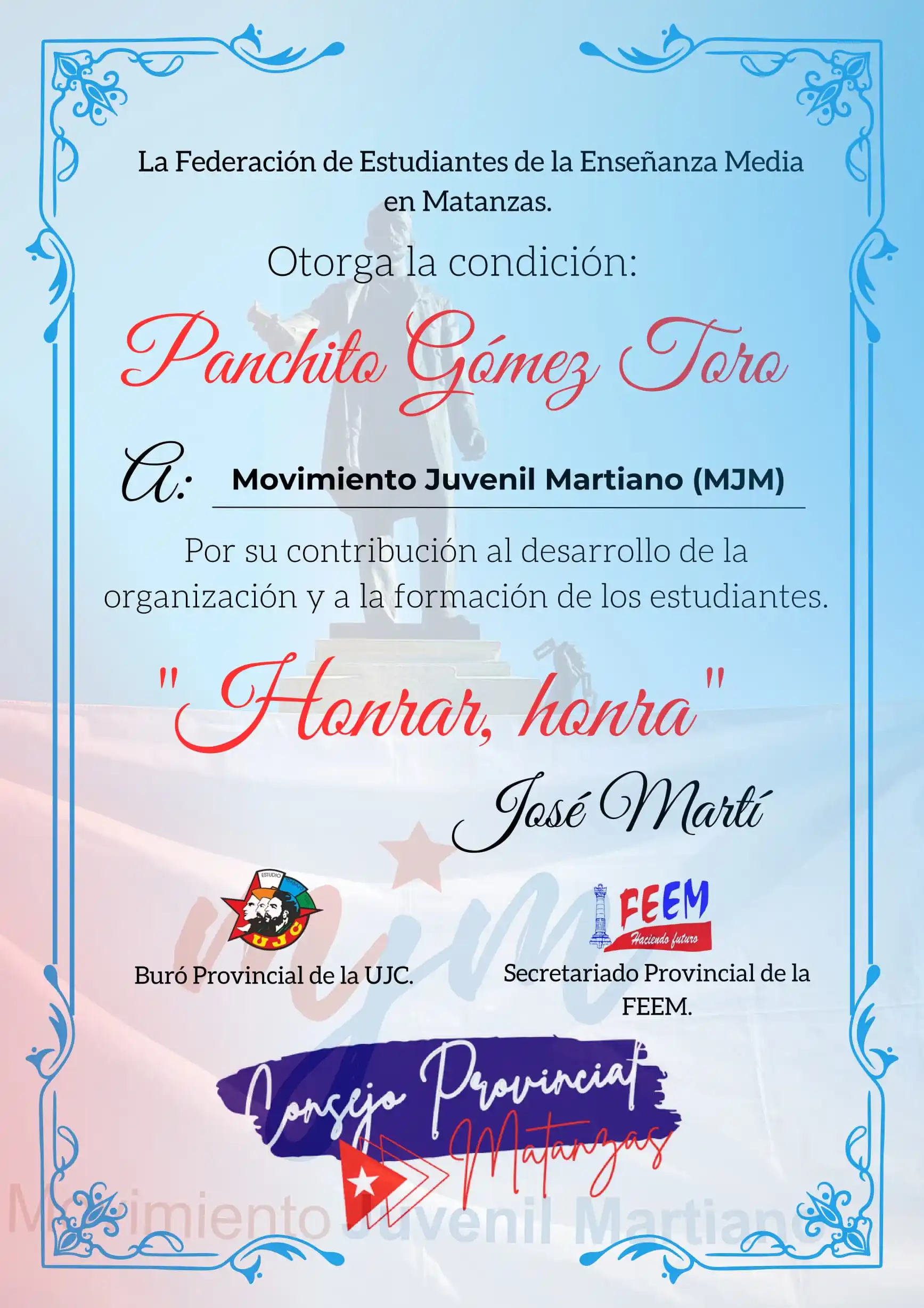Image from Movimiento Juvenil Martiano | Matanzas 🇨🇺✍️: 🇨🇺🌹| _En el marco del Consejo Provincial de la <a class="text-blue-...