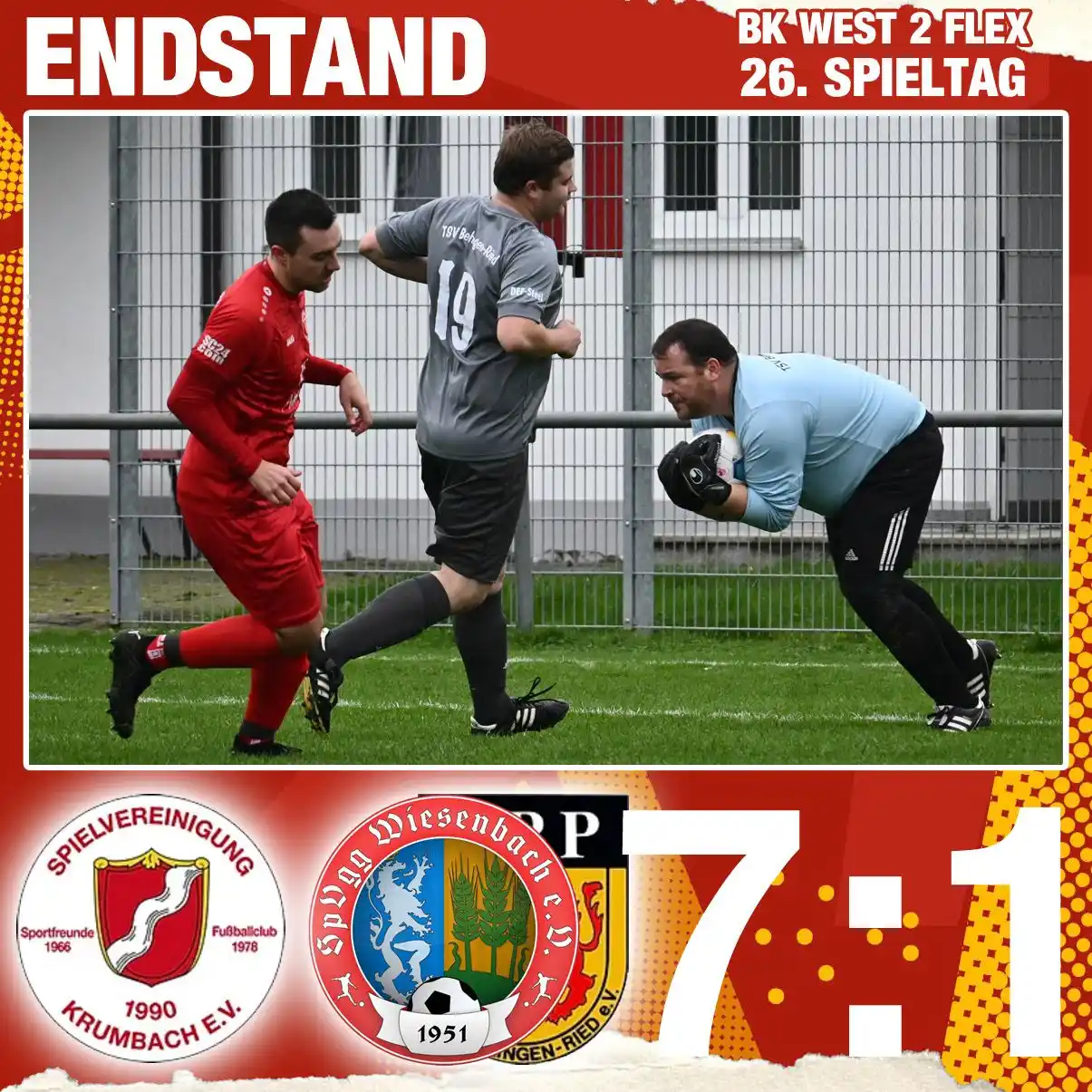 Image from SpVgg Wiesenbach 1951 e.V.: ℹ Endstand der B-Klassen-Begegnung vom 26. Spieltag zwischen der SpVgg...