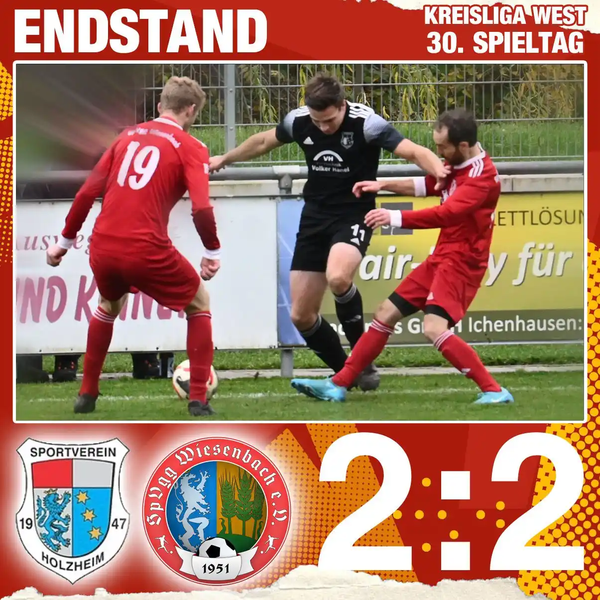 Image from SpVgg Wiesenbach 1951 e.V.: ℹ Endstand der Kreisliga-Begegnung vom 30. Spieltag zwischen dem SV Ho...