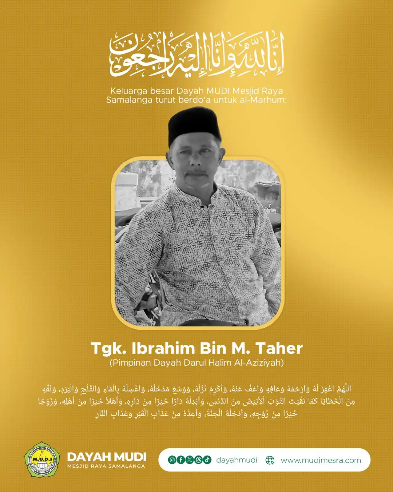 Image from Dayah MUDI Mesjid Raya Samalanga: Keluarga besar Dayah MUDI Mesjid Raya Samalanga turut berdo'a untuk Al...