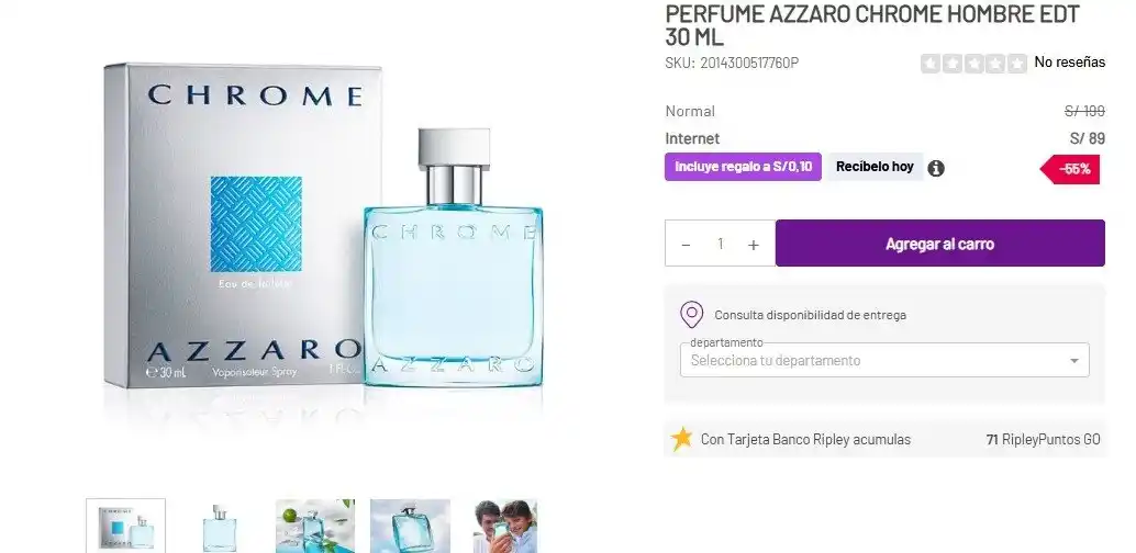 Image from Club del Cupón: 🔥 Oferta
✅ Perfume Azzaro Chrome 🔗https://simple.ripley.com.pe/p...