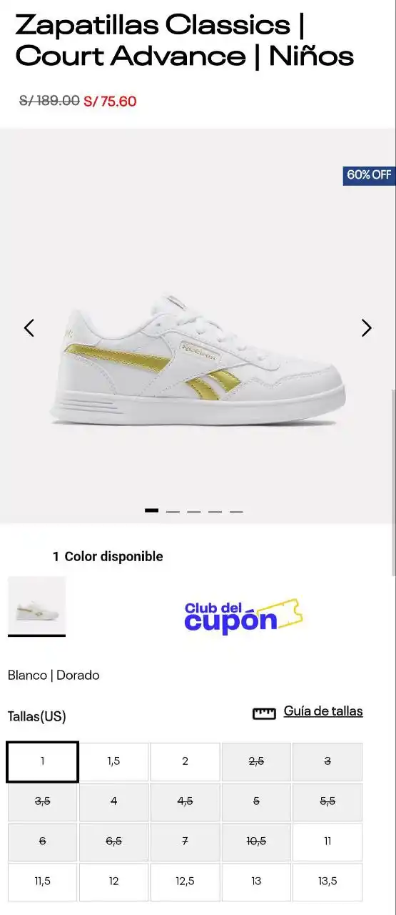 Image from Club del Cupón: 🔥 Oferta
✔️Zapatillas Classics | Court Advance | Niños ⛓💥https:...