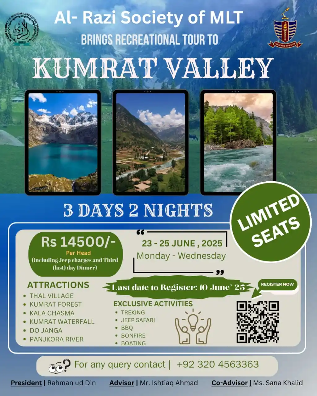 Image from Government College University Lahore Official.: 🌲✨ Pack Your Bags – We're Heading to Kumrat! ✨🌲 Al-Razi Society of M...