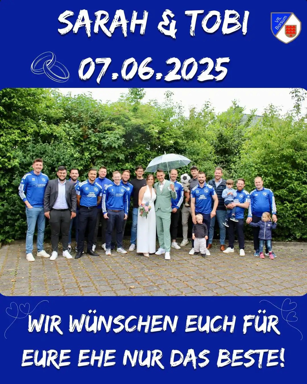 Image from VfL Borsum von 1920 e.V. - News: +++ VfL gratuliert Kapitän zur Hochzeit +++ Am Samstag gaben sich uns...