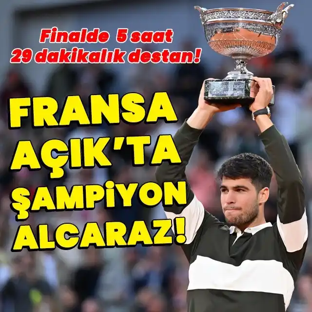 Image from HT Spor: 2025 Fransa Açık (Roland Garros) tek erkekler finalinde Carlos Alcaraz...