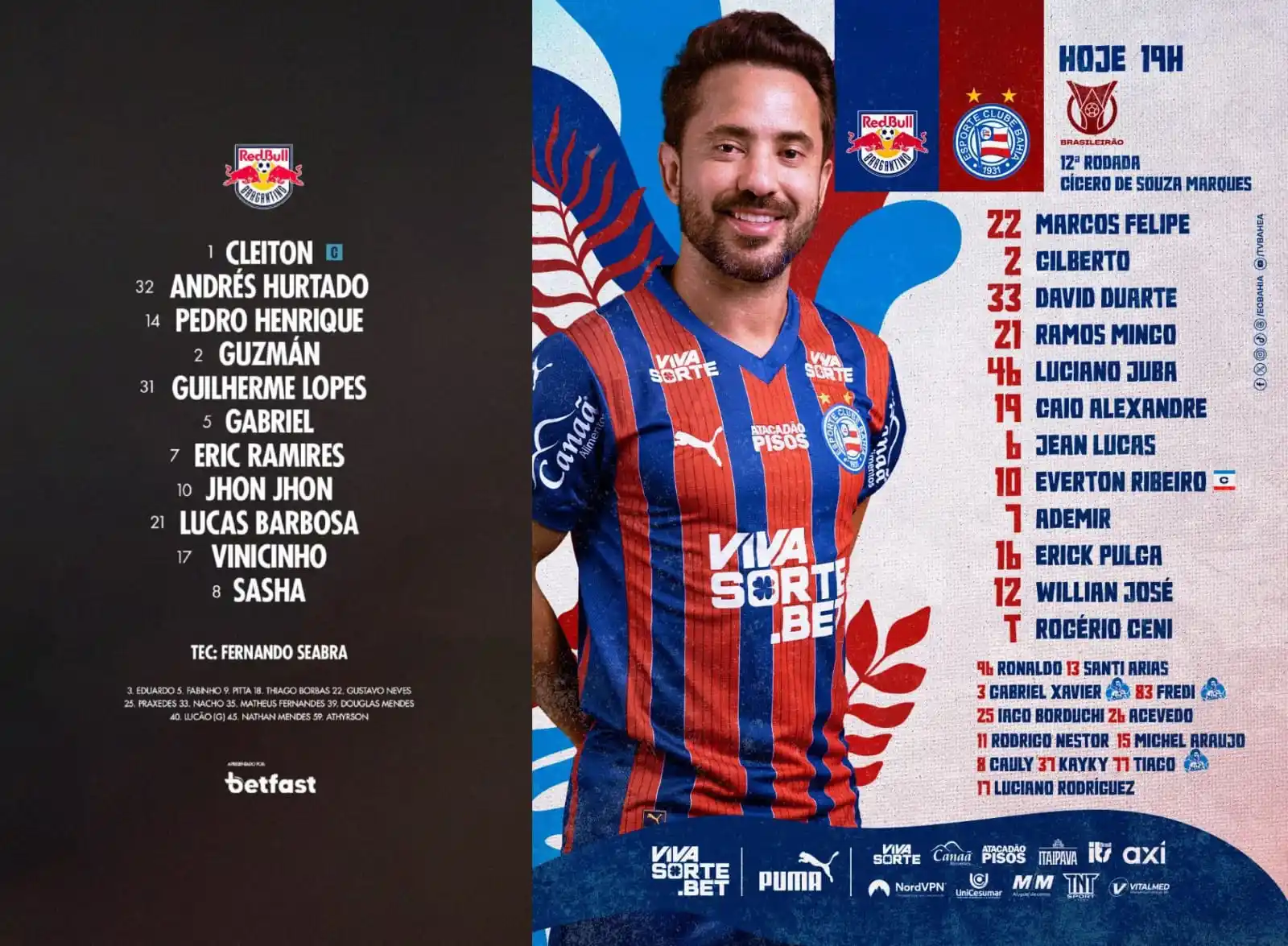 Image from ⚽️Loucos Por Futebol⚽️: 🇧🇷 RB Bragantino 🆚 Bahia 🇧🇷 🕥 19h00 📺 Premiere 4 🏟 Cícero de S...