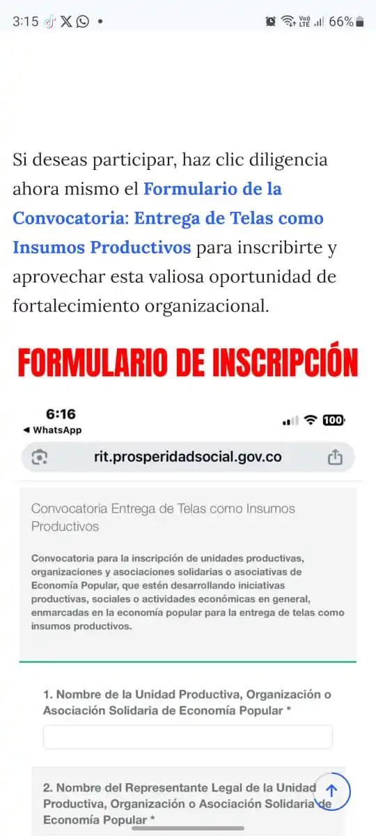 Image from Jey Te Informa: 🔴 Buenas tardes, si hay familias o conocidos que trabajen con telas,...