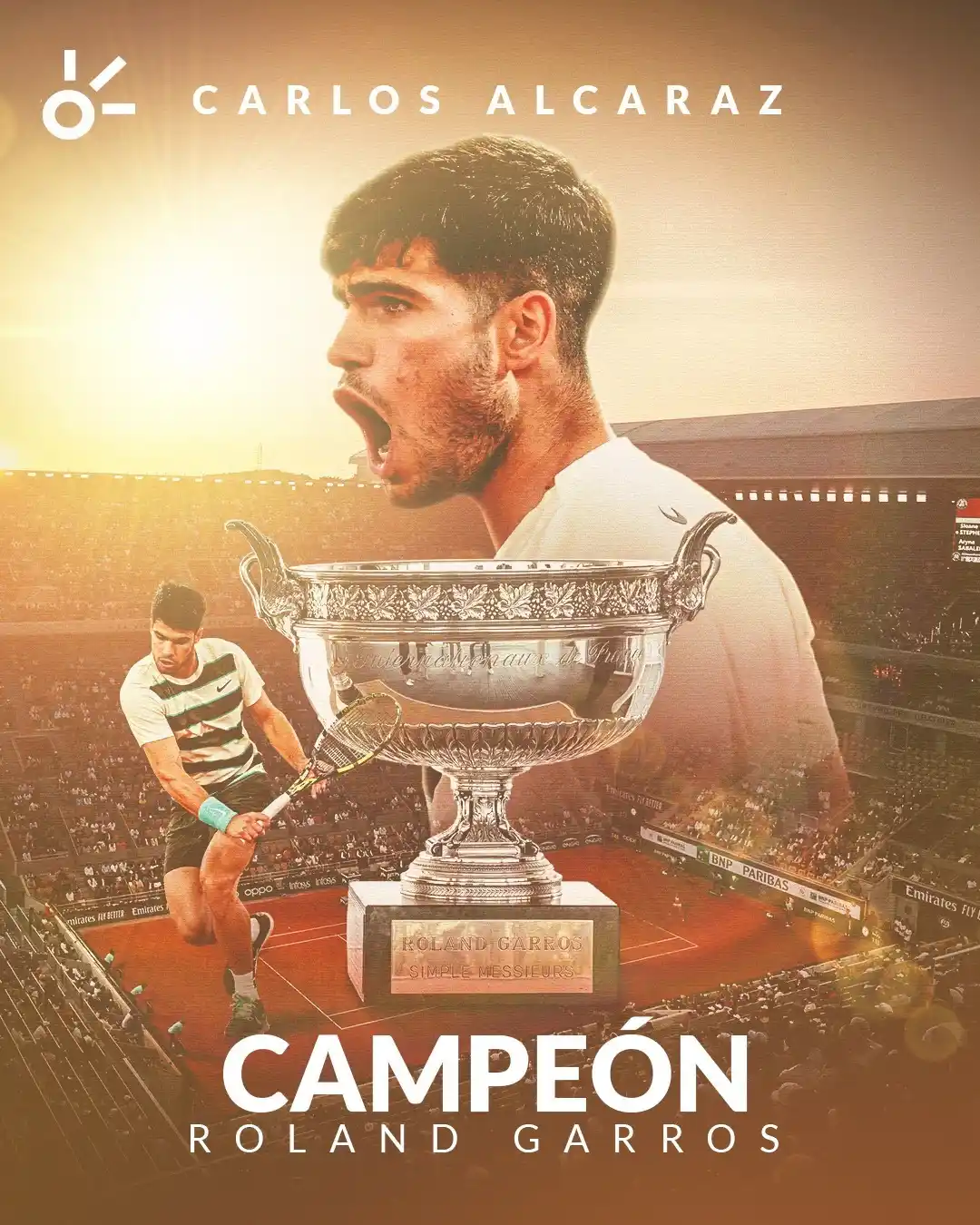 Image from Claro Sports: ¡EL NUEVO 'REY DE LA ARCILLA'!👑🎾🇪🇸  Carlos Alcaraz se proclama BIC...
