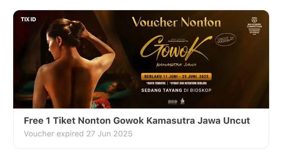 Image from Info Diskonan by Ra: GRATIS TIKET NONTON FILM GOWOK ‼️ 📍BISA CGV, CINEPOLIS, XXI step: ...