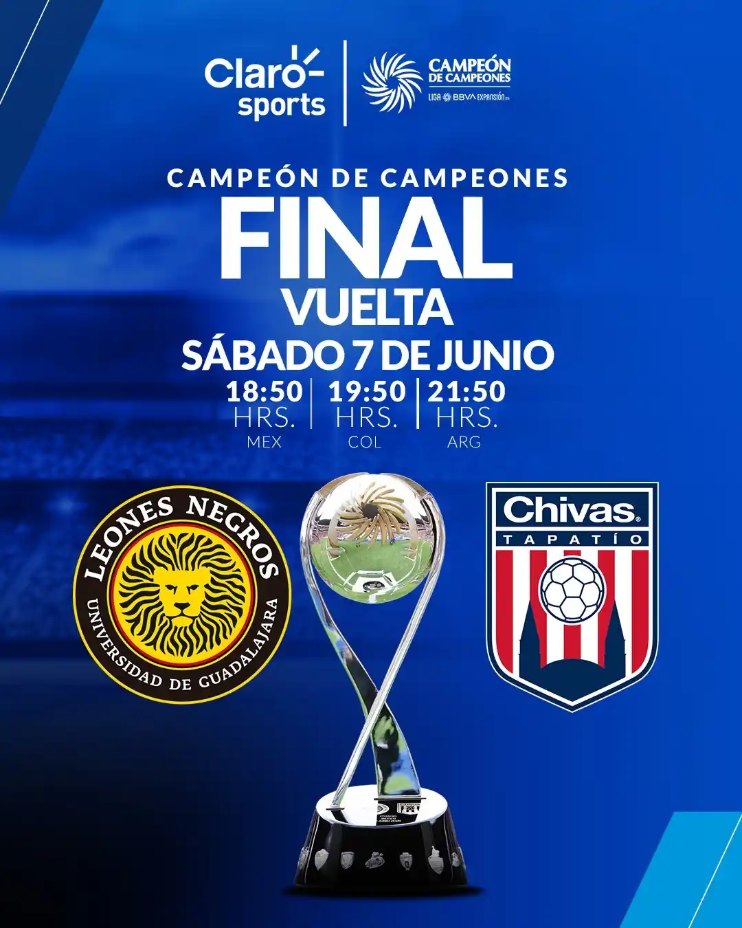 Image from Claro Sports: ¡LLEGÓ LA HORA!😌 Se juega el partido por el título del Campeón de Ca...