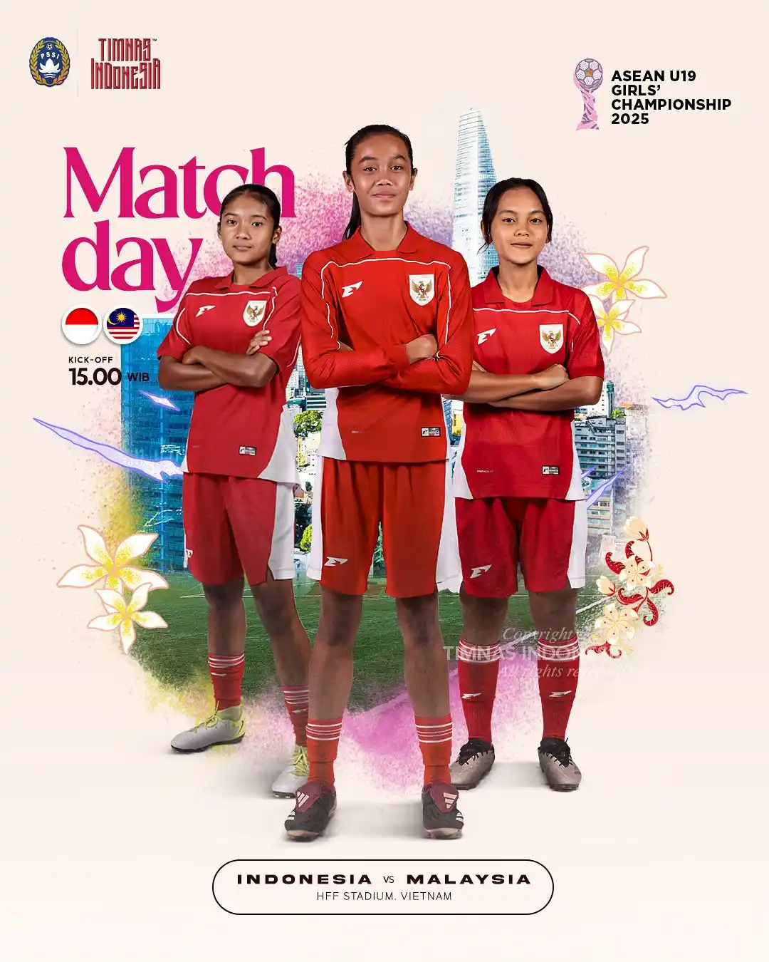 Image from Timnas | Football: 𝐌𝐚𝐭𝐜𝐡𝐝𝐚𝐲 3️⃣ 🔜 🆚 Malaysia ⏰ HARI INI | 15:00 WIB 🏟️ HFF S...