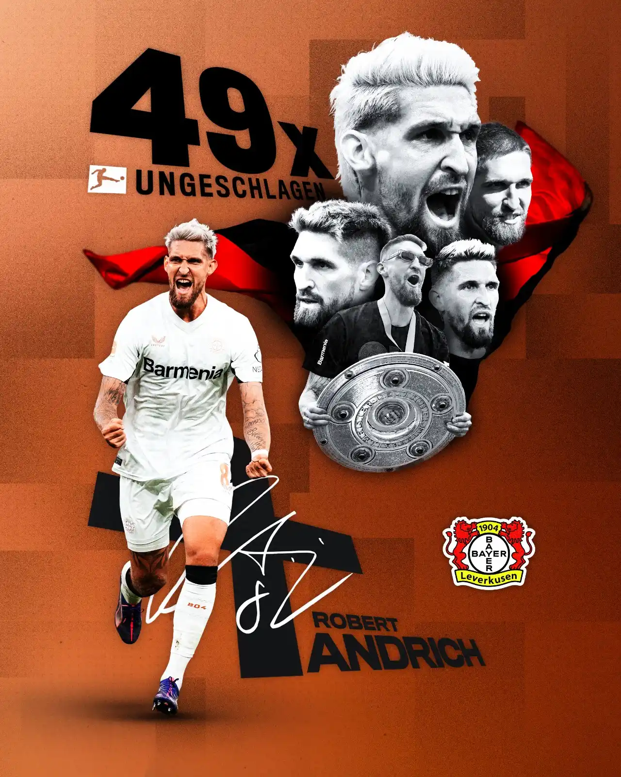 Image from Bayer 04 Leverkusen: Persönliche 𝐔𝐧𝐠𝐞𝐬𝐜𝐡𝐥𝐚𝐠𝐞𝐧-𝐒𝐞𝐫𝐢𝐞 für Rob: Bis zur Heimn...