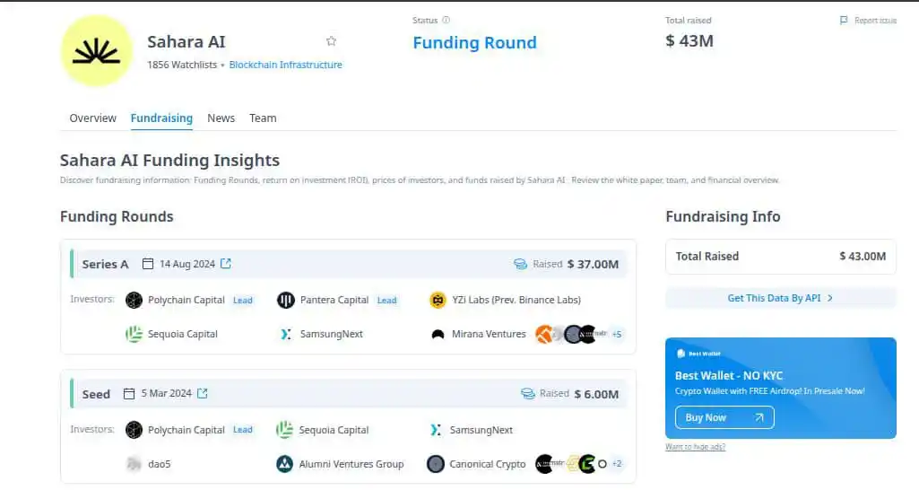 Image from CRYPTO SPARTAN GROUP 🀄🐂 UPDATES: Sahara AI have Raised $43M From Polychain Capital, Pantera Capital, YZ...