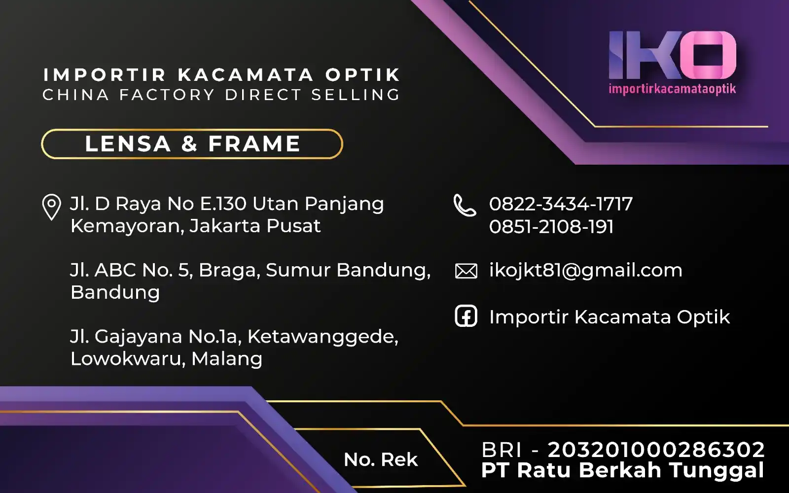 Image from Importirkacamataoptik: Selamat pagi kaka🤩 yuu yang mau mampir belanja offline bisa langsung ...