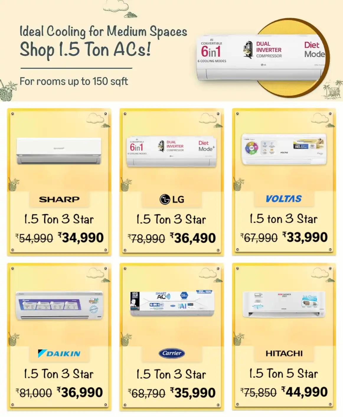 Image from Amazon Associates: ❄️ *Shop 1.5 Ton ACs!* - For rooms up to 150 sqft - Ideal Cooling for ...