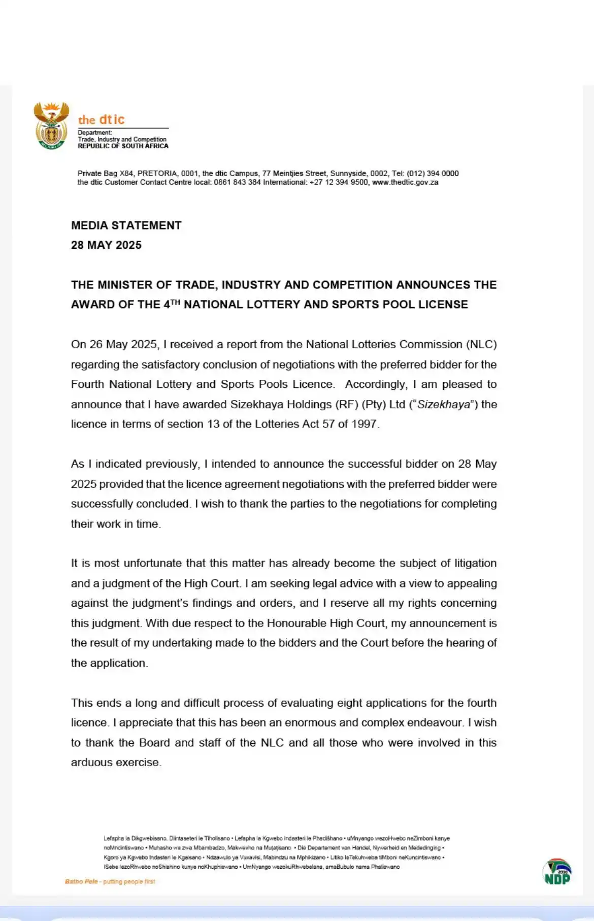 National Lotteries Commission  post