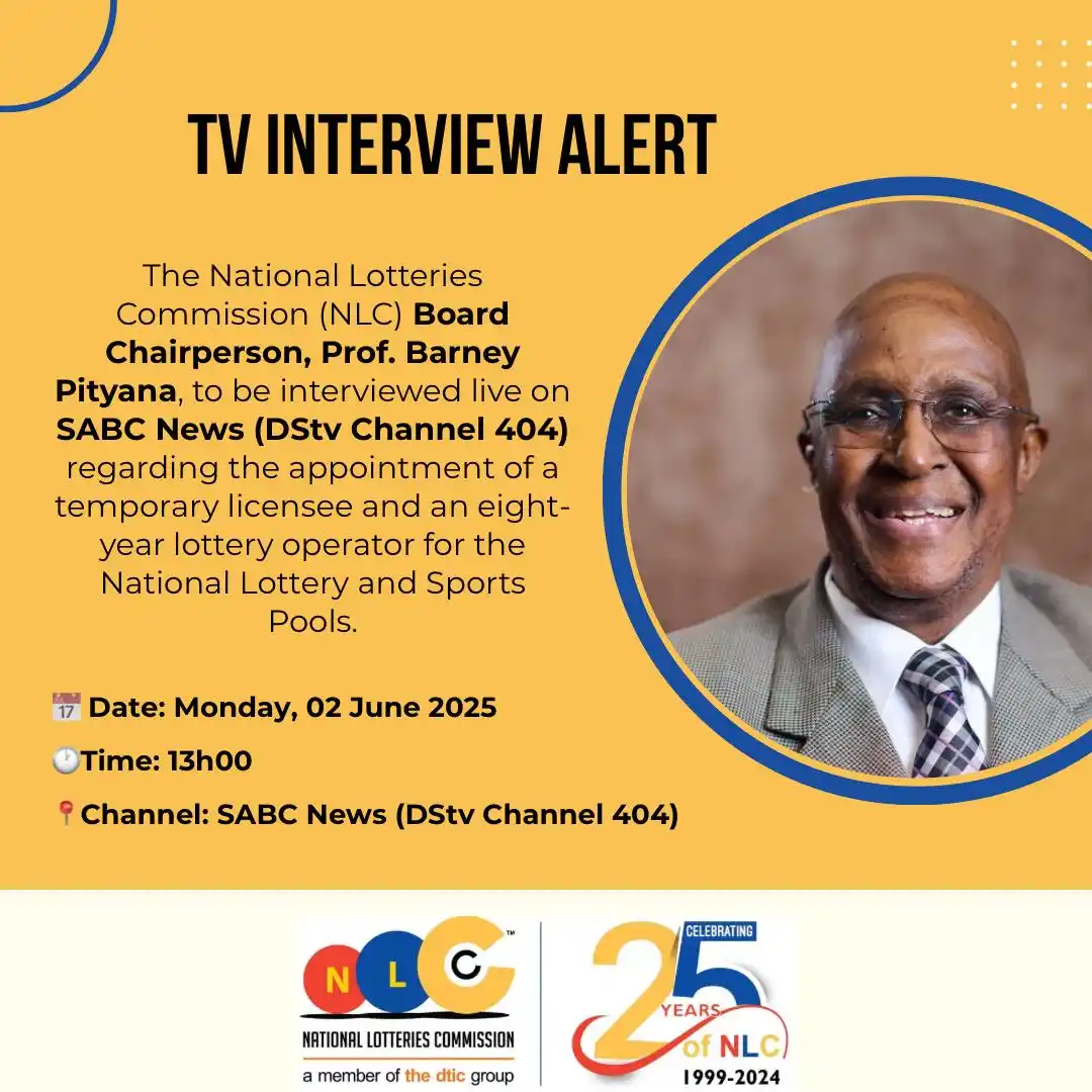 Image from National Lotteries Commission : TV INTERVIEW ALERT📺 Catch Prof. Barney Pityana, NLC Board Chairperso...