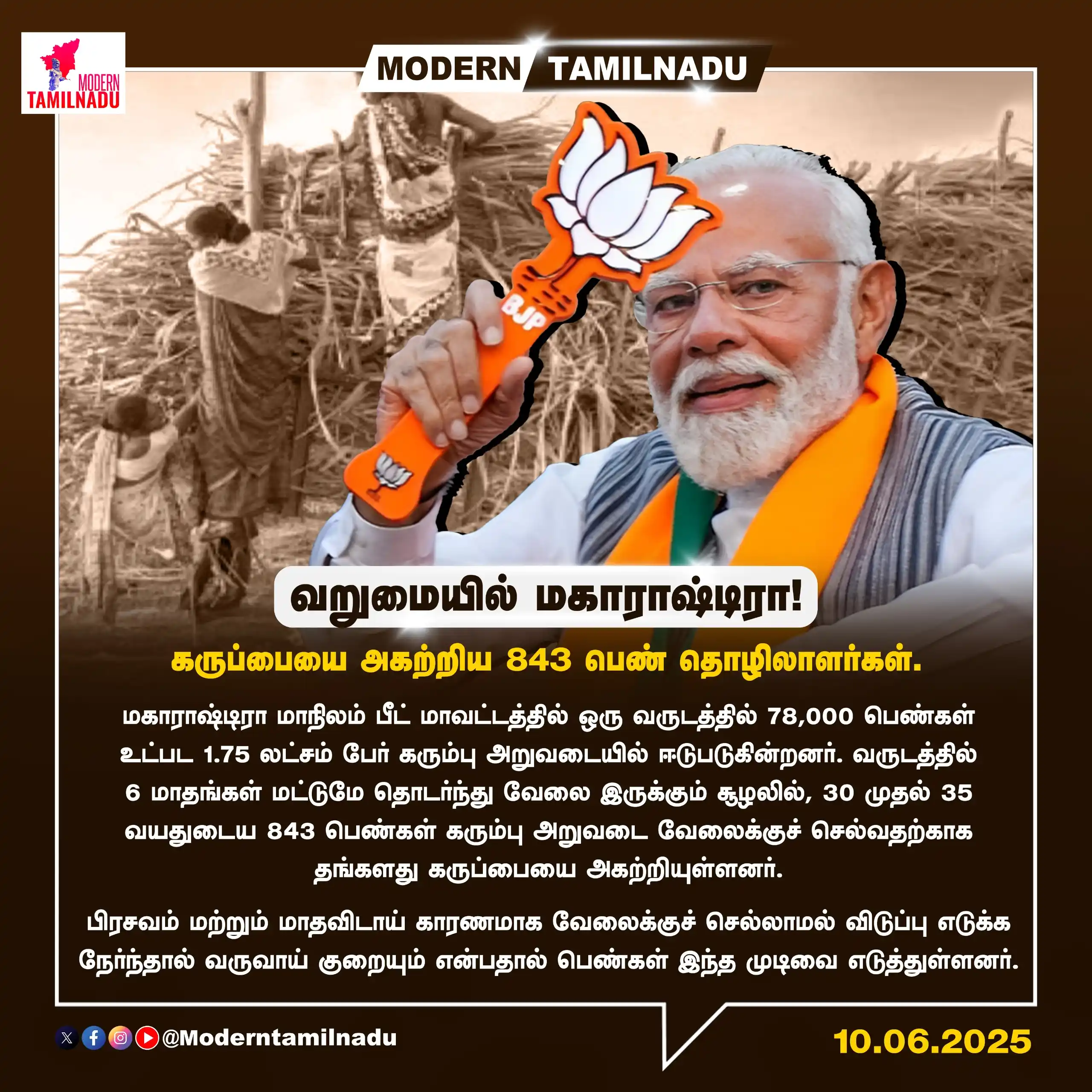 Image from Modern Tamilnadu: *வறுமையில் மகாராஷ்டிரா!* *கருப்பையை அகற்றிய 843 பெண் தொழிலாளர்கள்.*...