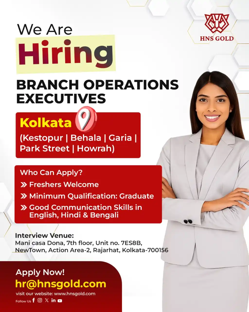 Image from HNS Gold Buyer: 🔔 We Are Hiring in Kolkata! 📍 Locations: Kestopur | Behala | Garia |...