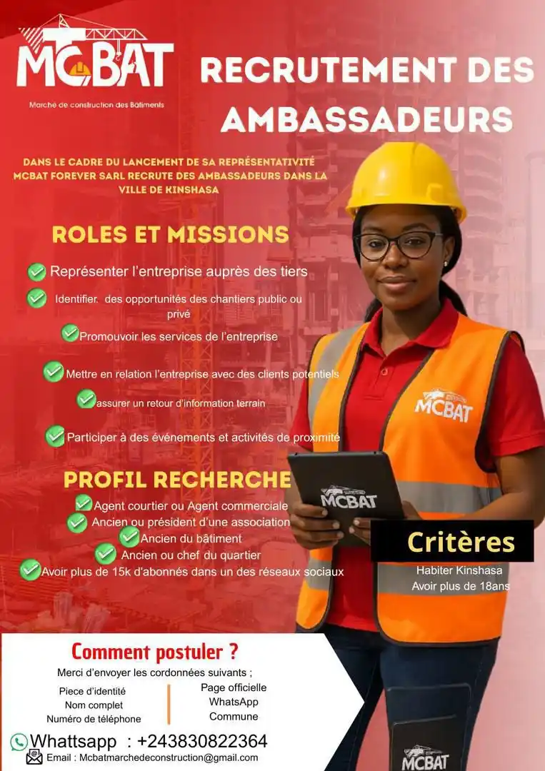Image from Emplois Carrière: 🔨 À propos de MCBAT FOREVER SARL Nous sommes une entreprise spécialis...