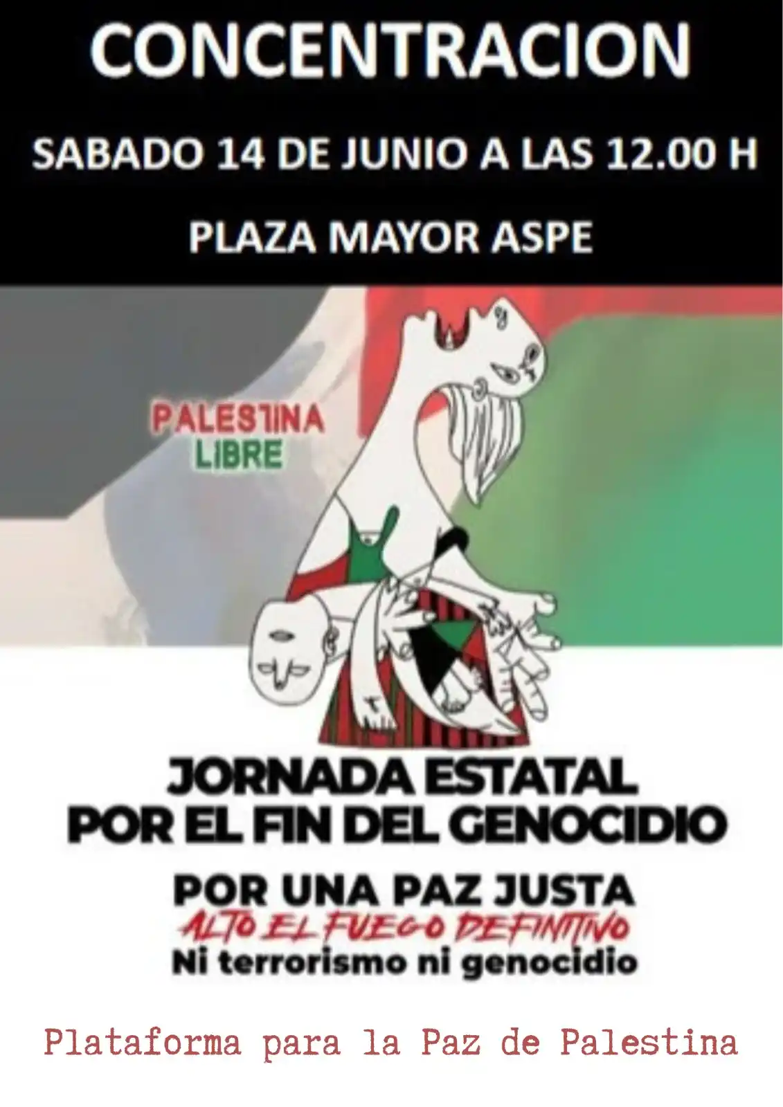 Image from Ayuntamiento de Aspe: ¡Aspe se une por la paz! ✊🌍 Este sábado 14 de junio, el Ayuntamiento ...