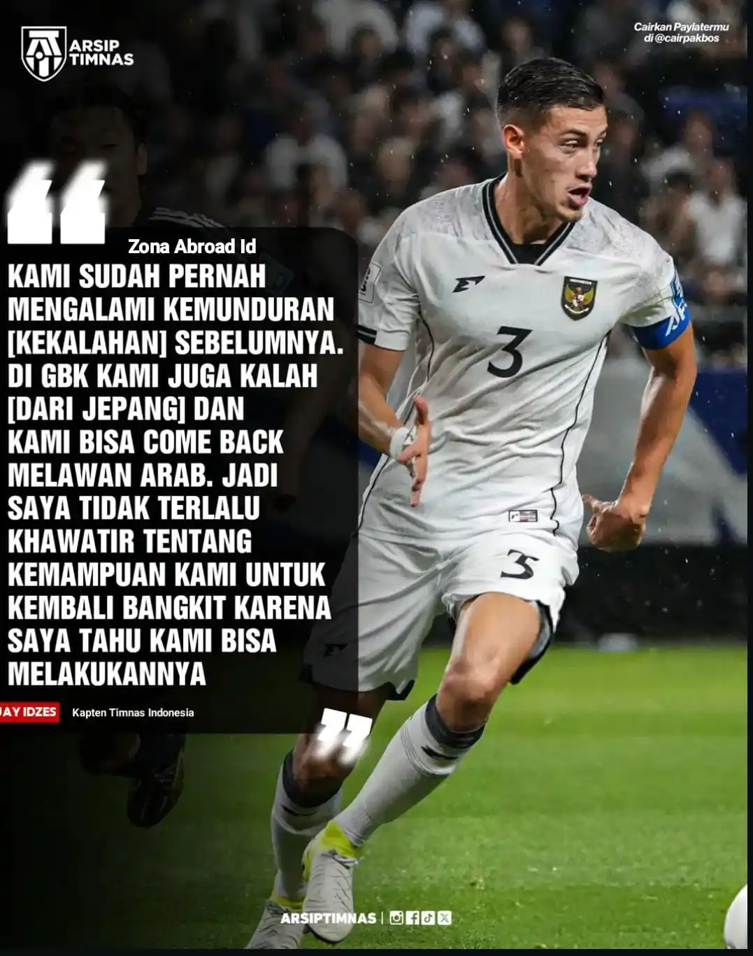 Image from ZONA ABROAD ID 🇮🇩: BREAKING NEWS 🚨Kapten Timnas Indonesia Jay Idzes yakin Skuad Garuda...