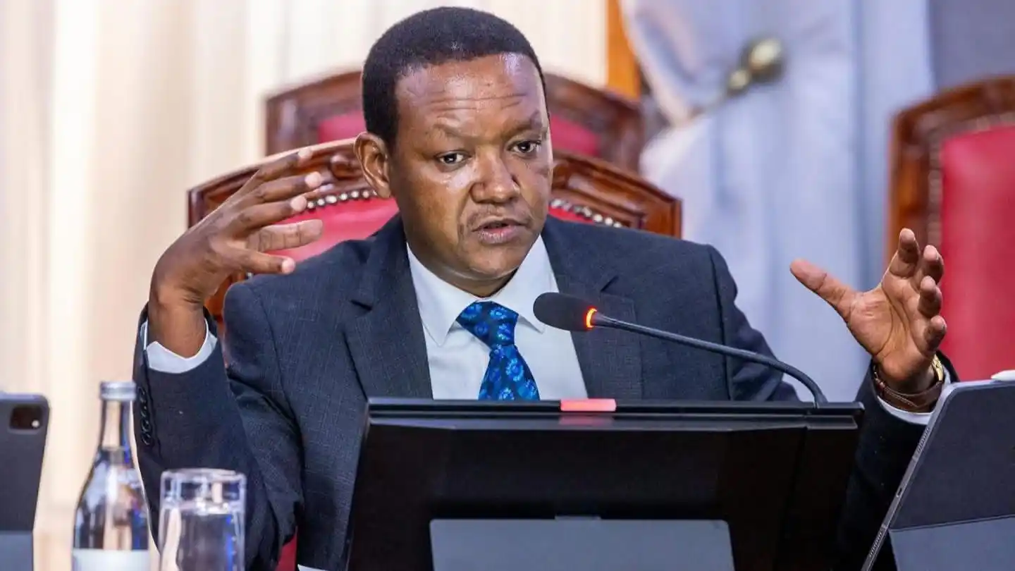 Image from GTN TV: Labour Cabinet Secretary Alfred Mutua accuses Kalonzo Musyoka of using...