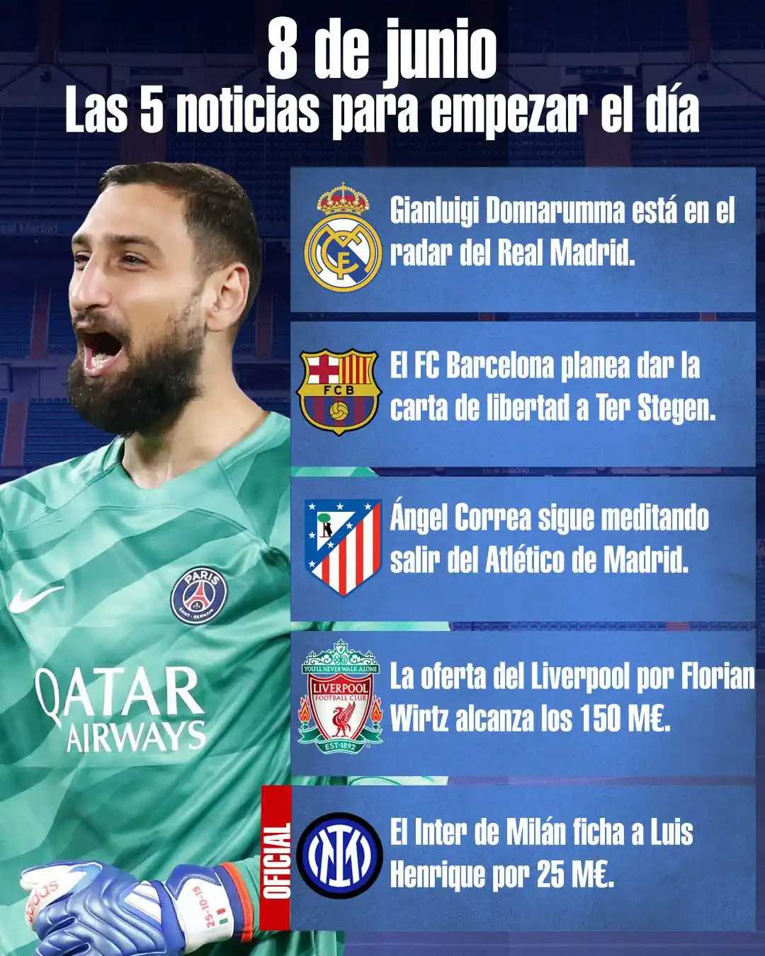 Image from Fichajes.com: 👉 ☀ *Las noticias para arrancar el día* 🔥 El mercado de fichajes si...