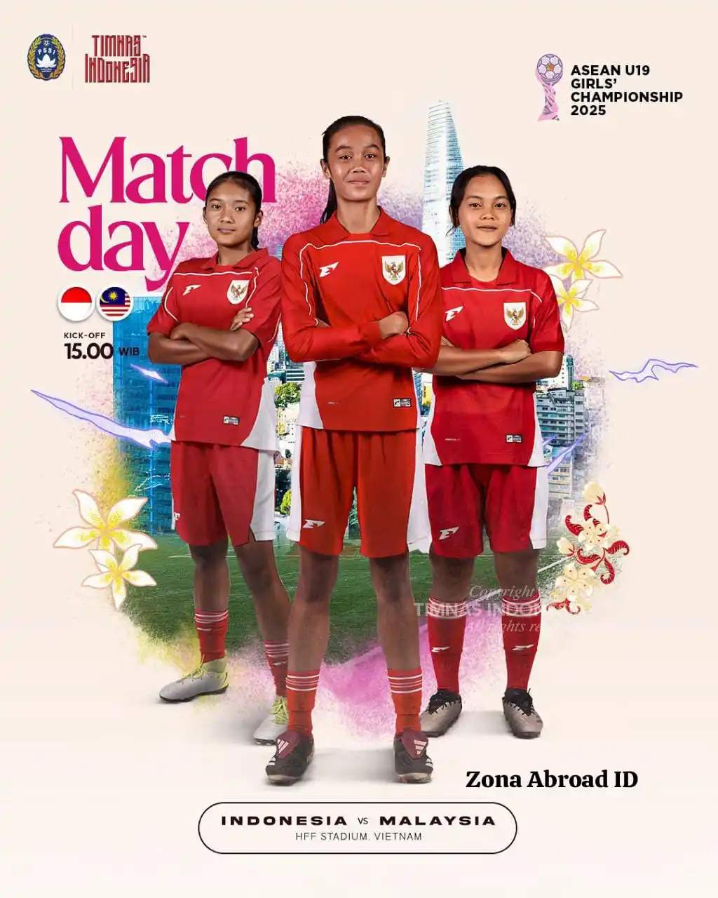 Image from ZONA ABROAD ID 🇮🇩: 𝐌𝐚𝐭𝐜𝐡𝐝𝐚𝐲 3️⃣ 🔜  🆚 Malaysia  ⏰ HARI INI | 15:00 WIB 🏟️ HFF S...