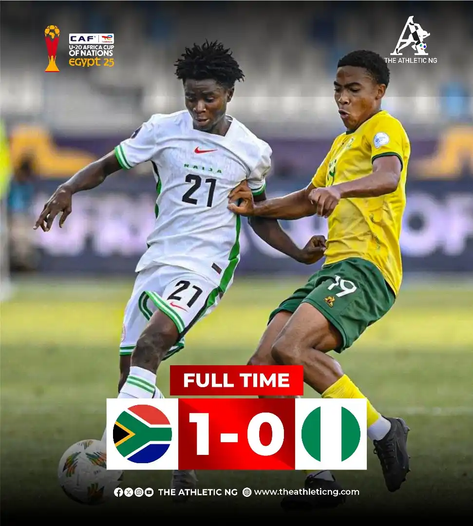 Image from The Athletic NG: South Africa beat Nigeria to reach the CAF U20 AFCON final in Egypt ...